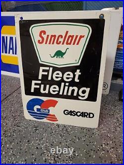 C. 1970 Original Vintage Sinclair Credit Card Sign Metal Dino Fleet Fuel Gas Oil