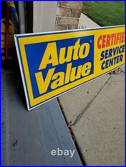 C. 1970s Original Vintage Auto Value Service Center Sign Metal HUGE Gas Oil Chevy
