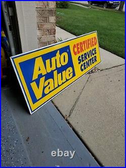 C. 1970s Original Vintage Auto Value Service Center Sign Metal HUGE Gas Oil Chevy