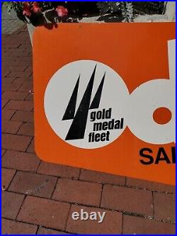 C. 1970s Original Vintage O Day Sailboats Sign Metal Gold Fleet Boats Nautical