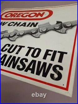 C. 1970s Original Vintage Oregon Chain Saw Sign Saw Chain Gas Oil Plastic Forest
