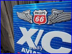 C. 1970s Original Vintage Phillips 66 Aviation Oil Sign Metal Embossed Gas Wings