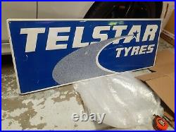 C. 1970s Original Vintage Telstar Tyres Sign Metal Embossed Tires Gas Oil Rare