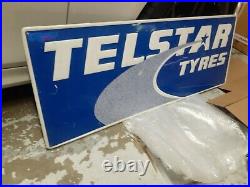 C. 1970s Original Vintage Telstar Tyres Sign Metal Embossed Tires Gas Oil Rare