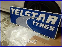 C. 1970s Original Vintage Telstar Tyres Sign Metal Embossed Tires Gas Oil Rare