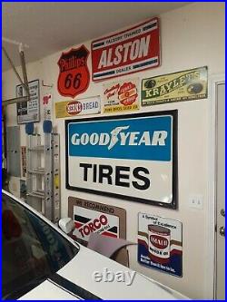 C. 1970s Original Vintage Telstar Tyres Sign Metal Embossed Tires Gas Oil Rare