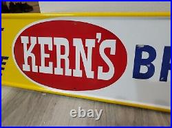 C. 1973 Original Vintage Take Home Kerns Bread Sign Metal Embossed Grocery NOS