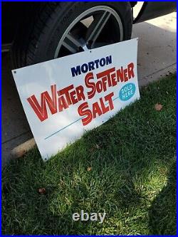 C. 1979 Original Vintage Morton Water Softner Salt Sign Metal Sold Here NOS MINT