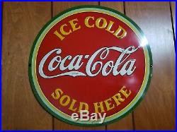 COCA COLA 1933 round sign very nice original early vintage Coke advertising