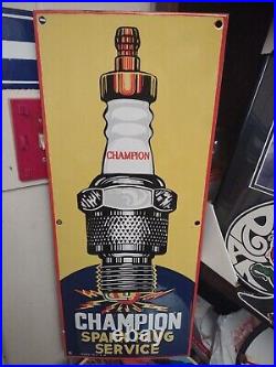 Champion Spark Plug Vintage Porcelain Enamel Gas Service Station Garage Sign