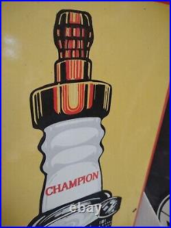 Champion Spark Plug Vintage Porcelain Enamel Gas Service Station Garage Sign