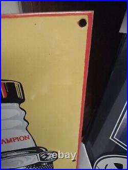 Champion Spark Plug Vintage Porcelain Enamel Gas Service Station Garage Sign