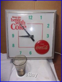 Circa 1960's Vintage Coke Coca Cola Clock Sign Pop Soda Fountain Man Cave
