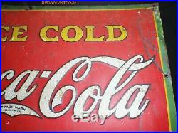 Coca-Cola In The Bottles 1930's Embossed Tin Soda Vintage Sign 26 1/2 x 19