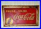 Coca-Cola-Pause-Drink-Large-Metal-Framed-Sign-Original-Vintage-1939-Coke-Soda-01-opyq