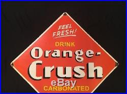 Drink Orange Crush Carbonated Beverage Vintage 1940's Porcelain Enamel sign