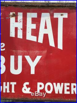Early Vintage WILLY WIRED HAND Electric Heat CO-OP Sign HUGE! 10' X 4' Power Co