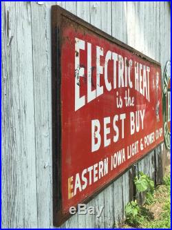 Early Vintage WILLY WIRED HAND Electric Heat CO-OP Sign HUGE! 10' X 4' Power Co