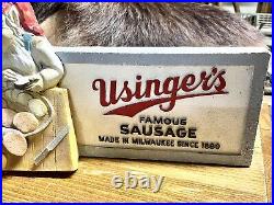 Extremely Rare Usinger Famous Sausage Antique Vintage Advertising Sign Milwaukee