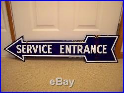 Fine Vintage Porcelain Double Sided Service Entrance Sign