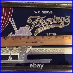 Fleming's Ice Cream Vintage Glass Advertising Sign, Jackson, Michigan. Rare