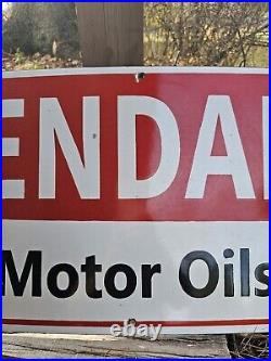 GIANT VINTAGE 1950'S KENDALL MOTOR OIL PORCELAIN GAS STATION SIGN 30 x 15