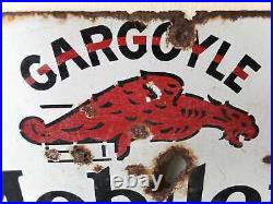 Gargoyle Mobiloil Original Antique Vintage Advt Tin Enamel Porcelain Sign Board