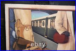 Ghurka Marley Hodgson Vintage Leather bag train luggage Store Display Sign RARE