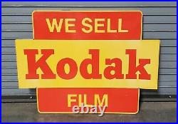 Giant 3' X4' Vintage Metal & Enamel We Sell Kodak Film Sign (pk)