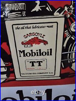 Giant Vintage Mobiloil Gargoyle Porcelain Enamel Sign 30 Inches Round