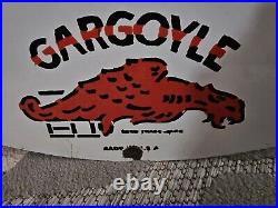 Giant Vintage Mobiloil Gargoyle Porcelain Enamel Sign 30 Inches Round