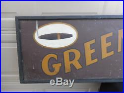 Greens Cigar Store Tin Sign in Original Wood Frame Antique Vintage Tobacco Adv