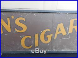 Greens Cigar Store Tin Sign in Original Wood Frame Antique Vintage Tobacco Adv