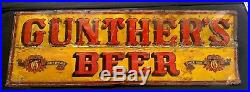Gunther Beer Baltimore Brewery large original vintage tin sign 36 inches wide