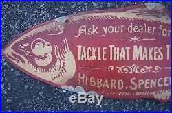 HIBBARD SPENCER BARTLETT & CO FISH SIGN VINTAGE 1920s 1930s HANGING SIGN RARE
