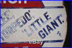 HOPPERS 1915 Cycle Sign porcelain Torpedo ANTIQUE Bicycle vintage motorcycle