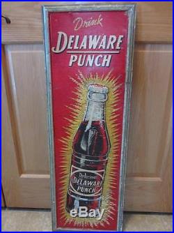 HUGE Vintage Embossed Stout Delaware Punch Sign Antique Old Beverage Drink 9141