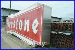 HUGE Vintage Metal Bowtie Firestone Tire Sign Double Sided Neon 30