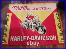 Harley davidson 1965 advertising sign, vintage, very rare, authentic, 48x56