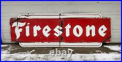 Huge 12' Vintage Original 1956 FIRESTONE TIRES Porcelain Dealership Sign gas oil
