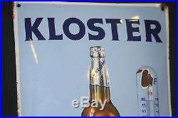 KLOSTER BEER porcelain vintage curved thermometer SIGN 1940's bar pub AUTHENTIC