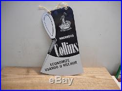 L2- Vintage COLLINS PORCELAIN AXE SIGN DOUBLE SIDED SIGN -Advertising Tool