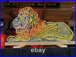 LARGE 6' Vintage LION Double Sided NEON SIGN Antique PATINA Circus Zoo Gas Oil