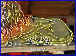 LARGE 6' Vintage LION Double Sided NEON SIGN Antique PATINA Circus Zoo Gas Oil