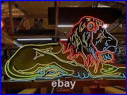 LARGE 6' Vintage LION Double Sided NEON SIGN Antique PATINA Circus Zoo Gas Oil