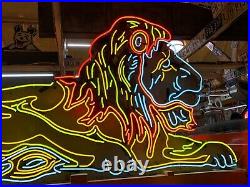 LARGE 6' Vintage LION Double Sided NEON SIGN Antique PATINA Circus Zoo Gas Oil