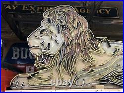 LARGE 6' Vintage LION Double Sided NEON SIGN Antique PATINA Circus Zoo Gas Oil