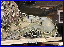 LARGE 6' Vintage LION Double Sided NEON SIGN Antique PATINA Circus Zoo Gas Oil