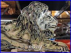 LARGE 6' Vintage LION Double Sided NEON SIGN Antique PATINA Circus Zoo Gas Oil