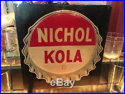 LARGE SCARCE NOS Vintage c1940 Nichol Kola 5c Soda Pop Gas Station Metal Sign